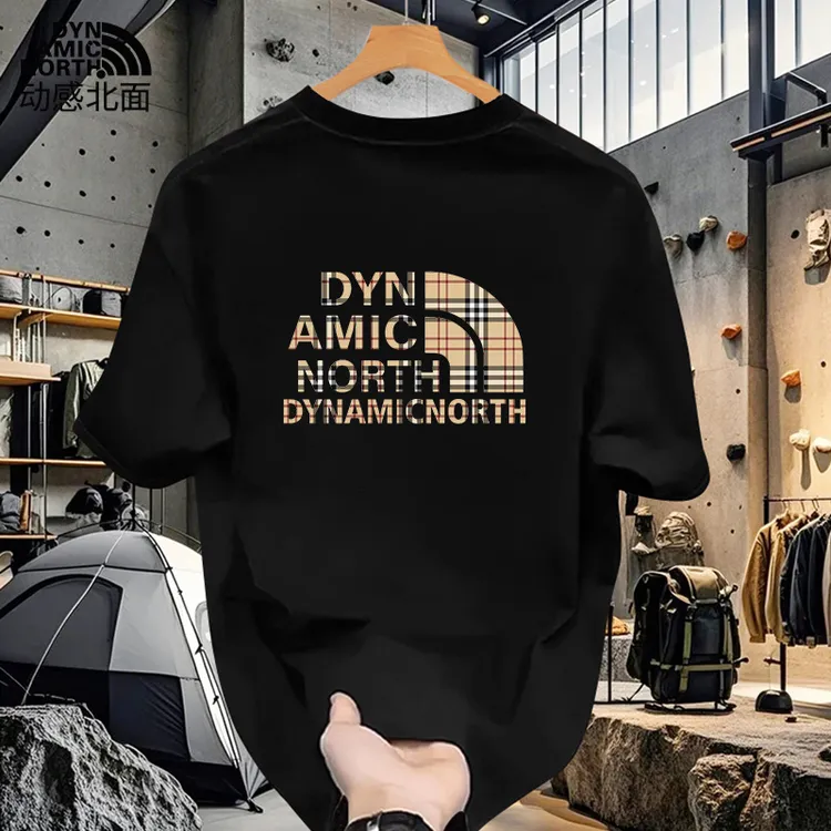 动感北面户外重磅纯棉品质圆领短袖夏季宽松百搭休闲男女同款T恤