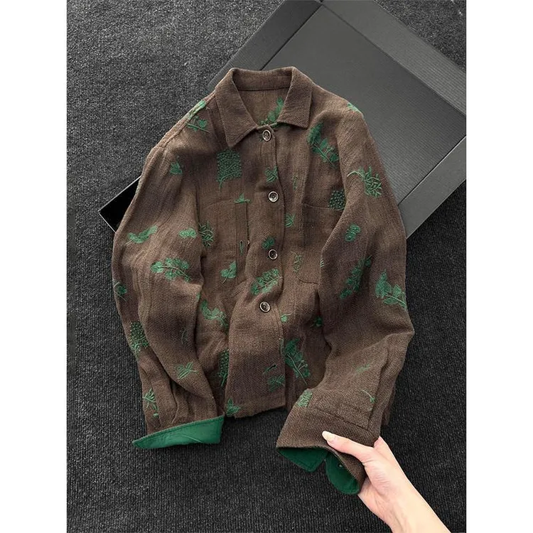 加大码300斤夏秋季2025年流行爆款超火薄款咖色亚麻衬衫男ins上衣