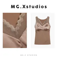 【美心】MGX蕾丝V领保暖背心蚕丝内搭美背打底一体M54E5678W8BN