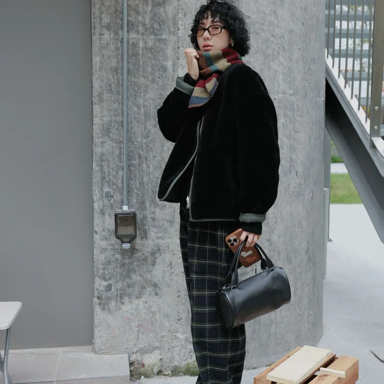 TT设计师【长岛冰茶】日系高级感两面穿颗粒羊毛外套女TT190985