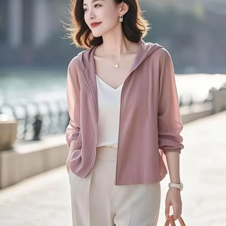 薄款超好看独特漂亮温柔风韩系粉灰色防晒开衫外套女2025春季新款