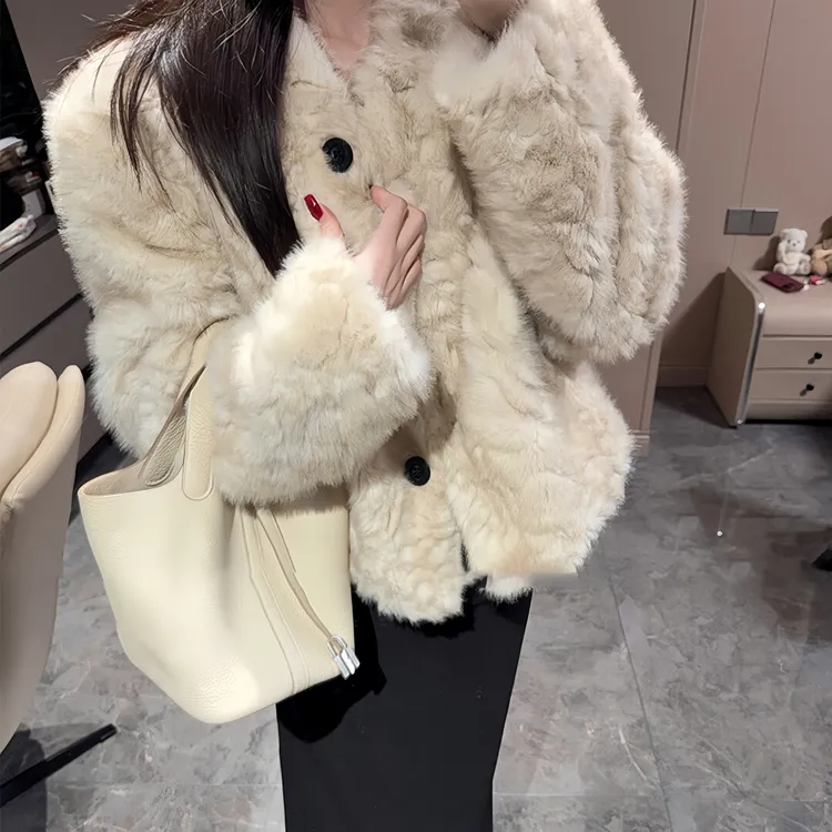 人造皮草 秋冬新款年轻款高级女毛保暖韩版环保皮草宽松毛毛外套