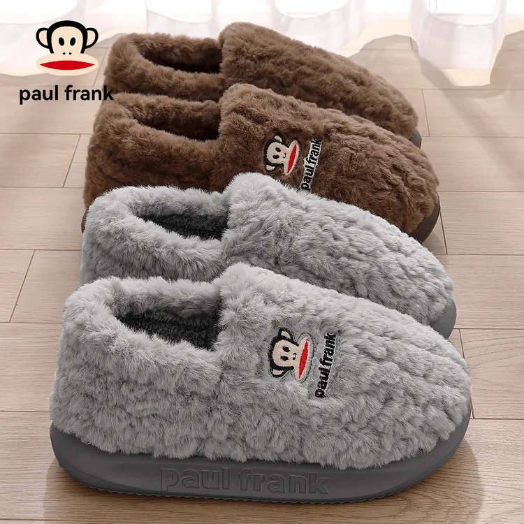 大嘴猴踩屎感棉拖鞋男款2025新款冬季家居室内防滑毛绒保暖棉鞋男