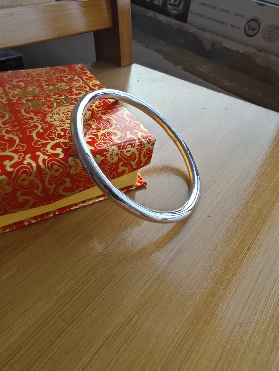 足银手镯  足银9999实心闭口亮面简约百搭时尚女款银镯子