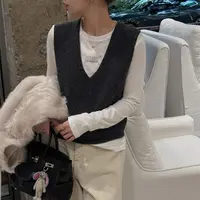JunJun秋冬百搭简约高级感V领羊毛马甲JJ2636