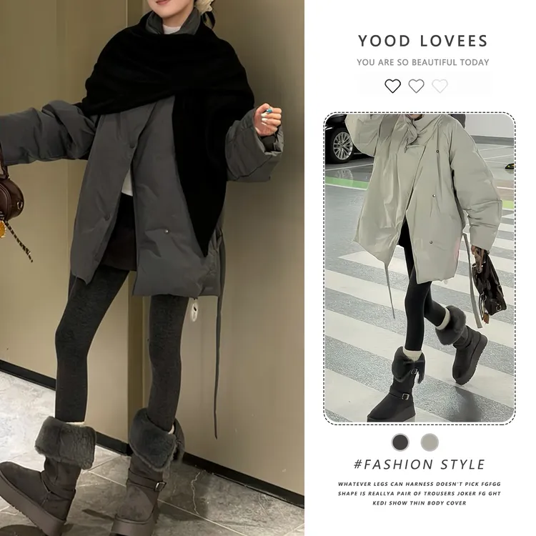 韩系时尚高级设计感立领百搭中长款棉服女冬季2025新款超好看外套