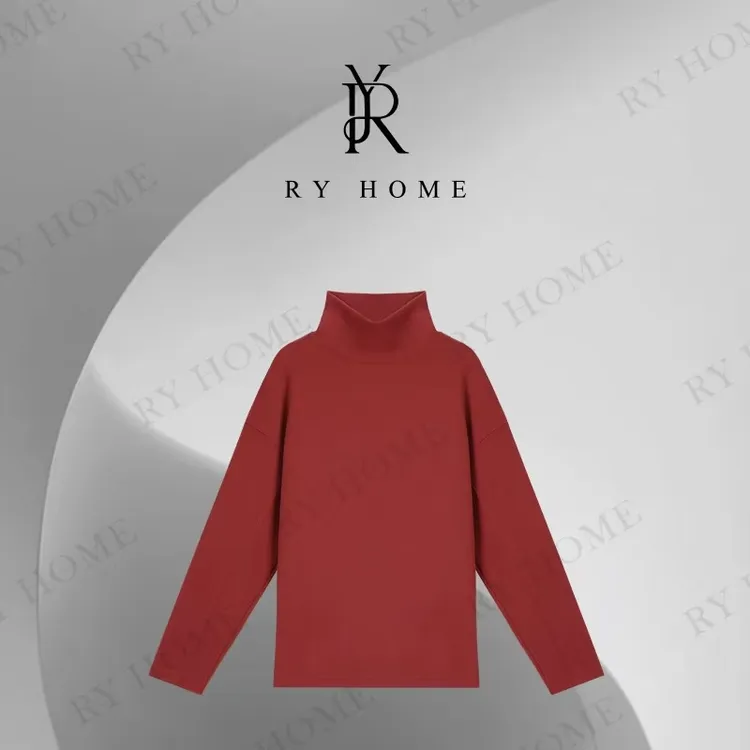 【容雨RYHOME】亲肤柔感高领宽松时尚慵懒风上衣253Y1123