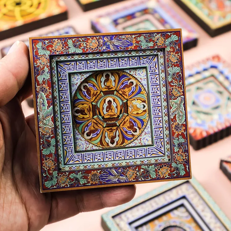国潮古风藻井宫廷宝贝磁吸贴复古旅行纪念品文创工艺品精致