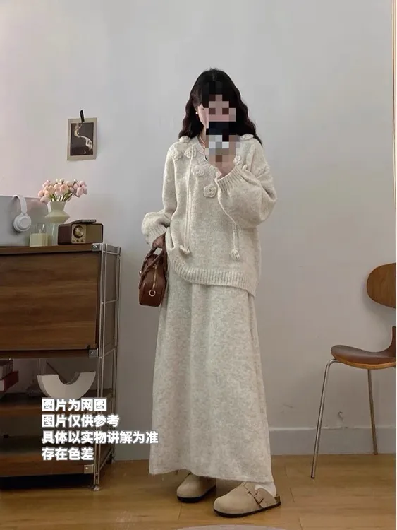 Yi+2025新款慵懒风毛衣甜美减龄宽松显瘦套装