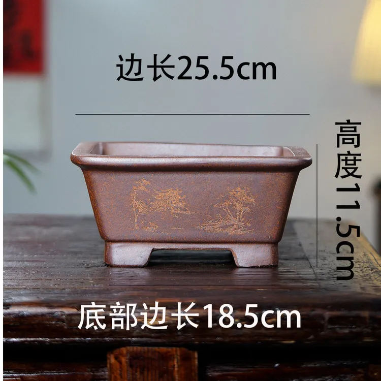 宜兴紫砂花盆古中式盆景盆室内装饰柴烧大花盆精品盆景大花盆