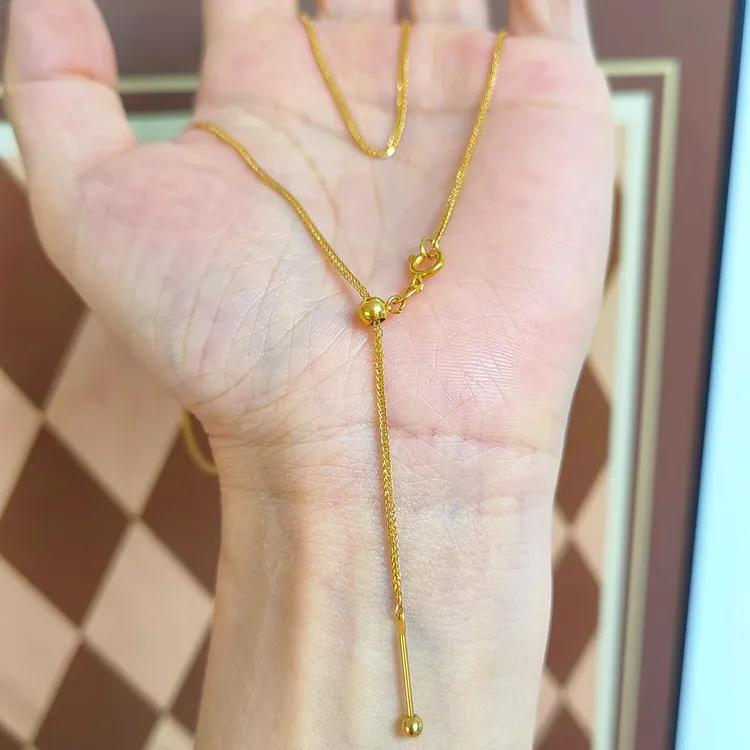 钛钢项链 针式防掉珠肖邦链可调节万能链高保色气质百搭简约素链