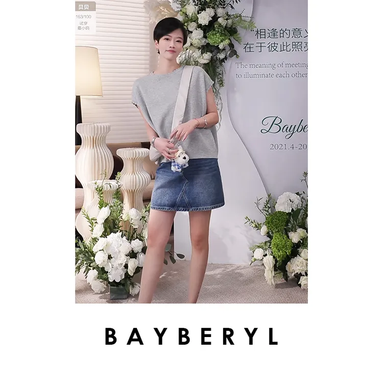 BAYBERYL老贝花边海马*无袖刺绣时尚夏宽松休闲T恤NT5D1222