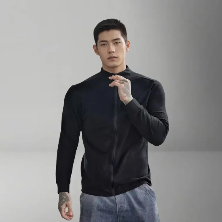 秋冬加绒德绒户外休闲骑行长袖款男士运动外套健身健身速干衣