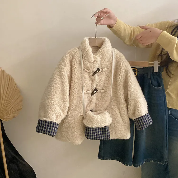 【安安家】女童秋冬2025新款洋气加绒毛毛上衣中大童外套潮Z-KXE44