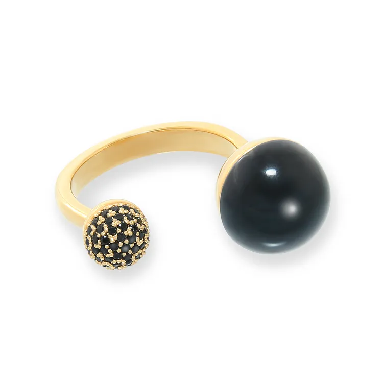 铜合金仿水晶戒指 她绽放简约圆润小球设计百搭个性高级感戒指