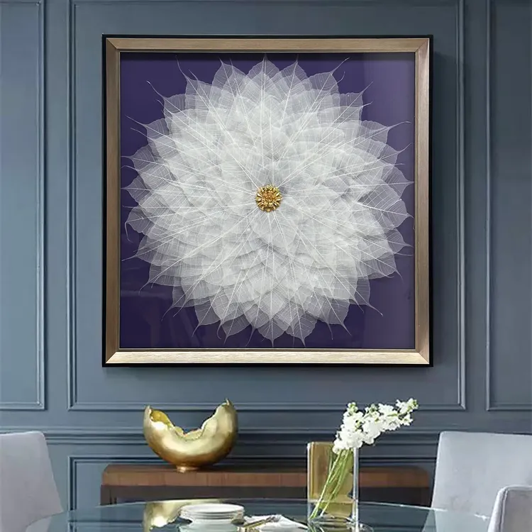 新中式菩提叶高档装饰画客厅沙发背景墙餐厅玄关卧室床头挂画8080