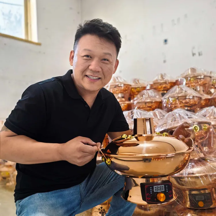 小牛铜艺铜火锅电碳两用纯紫铜火锅