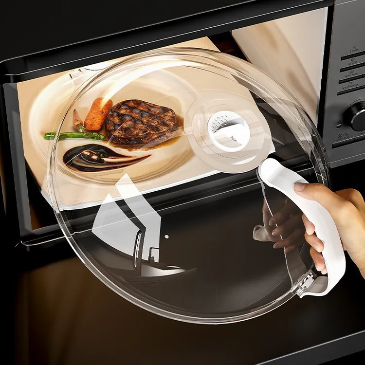 透亮镜面锅盖食物罩微波炉 防油罩带把子 防溅耐高温食品级保鲜盖