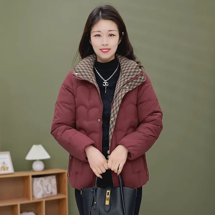 W230新品时尚上衣休闲短款棉衣棉服时尚外套显瘦时髦妈妈装