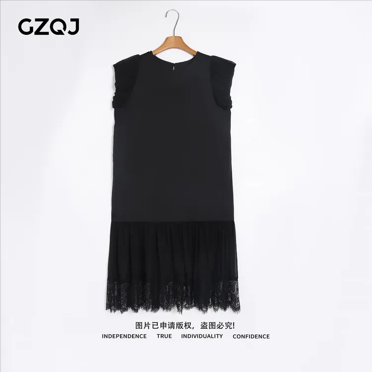 老琴私服 【惊鸿照影】真丝丝绒欧若风时尚气质圆领连衣裙女 22678