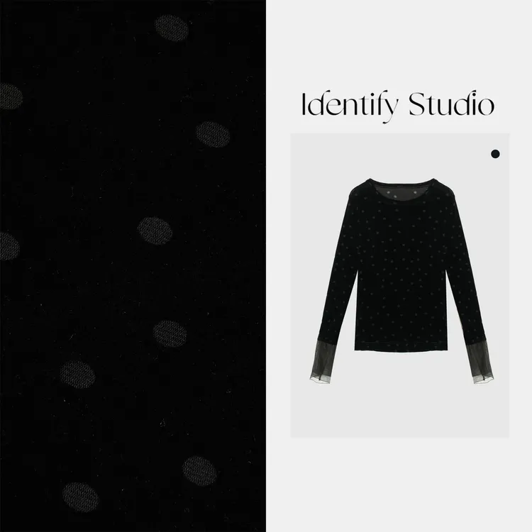 IDENTIFY秋季新款减龄百搭丝绒波点打底上衣25AWZZ1018048