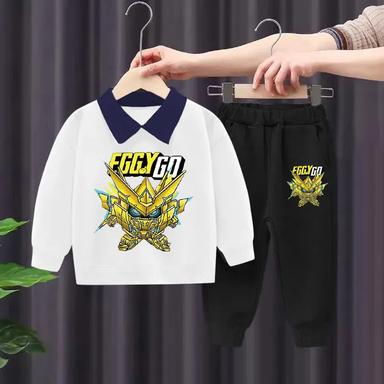 男童春秋POLO衫翻领套装2025新款男童运动装中大童蛋仔机甲两件套