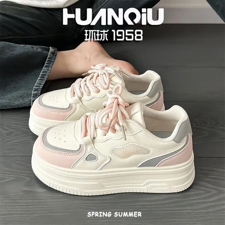 环球超火奶fufu圆头厚底小白鞋2025新款春季休闲女鞋学生百搭板鞋