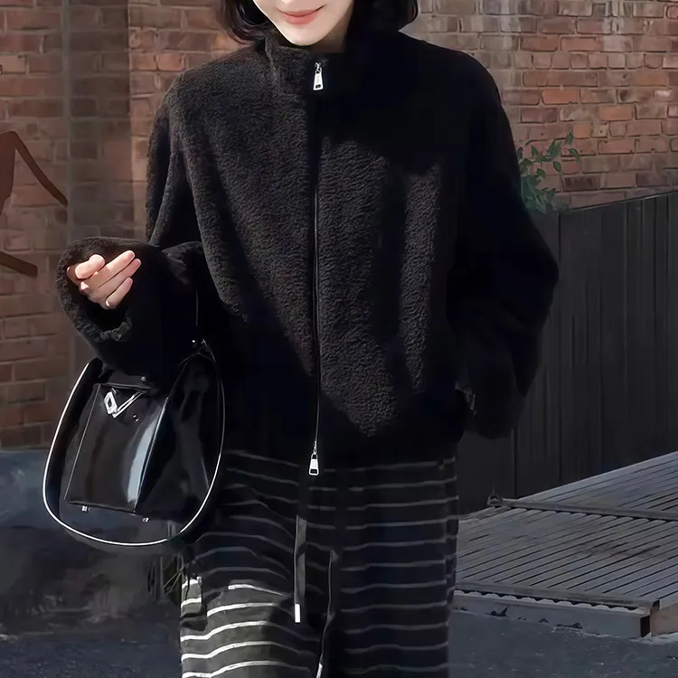 高领秋冬保暖针织开衫2025年新款个性潮流百搭女装休闲风慵懒上衣