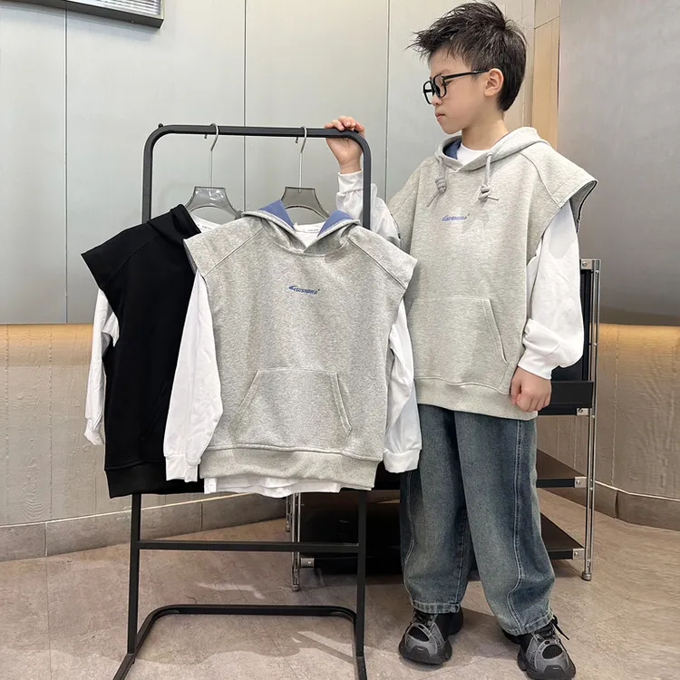 【实体品质】男童真两件卫衣连帽春秋款2025新款大童长袖上衣帅气潮