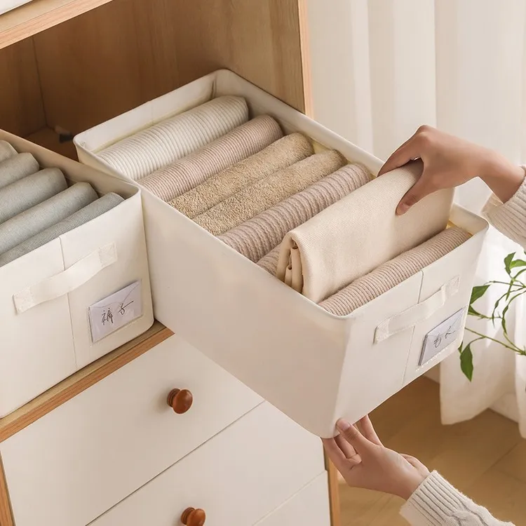 【孜涵专属】棉布斜纹无盖收纳筐带手提 大号可水洗折叠家用整理储物盒
