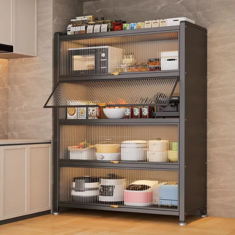 厨房置物架靠墙一体橱柜微波炉多功能餐边柜家用可移动储物收纳柜