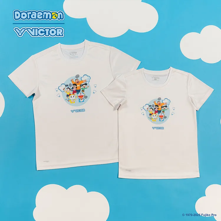 VICTOR/威克多胜利羽毛球服哆啦A梦联名T恤速干运动短袖短裤