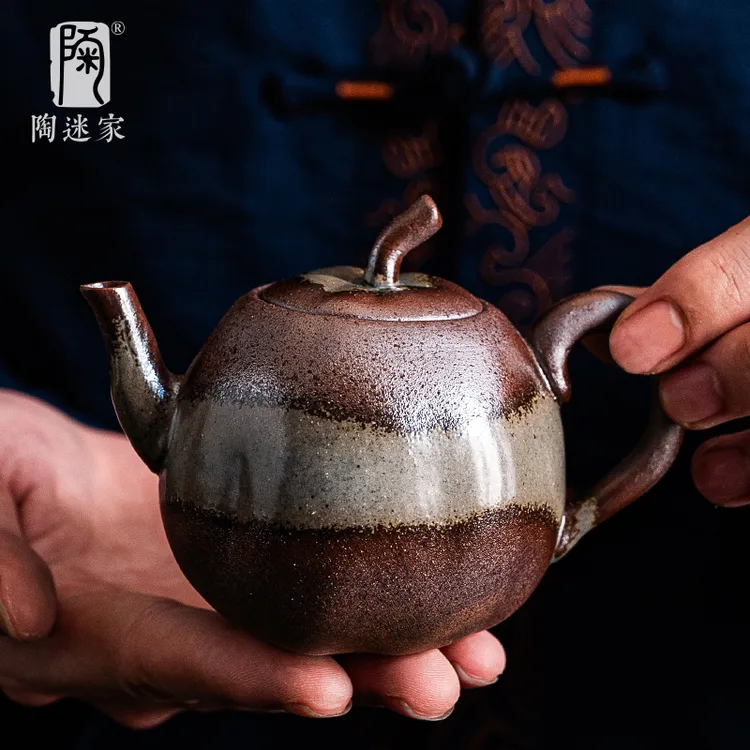 陶迷清水烧茶壶创意手工苹果壶复古窑变釉陶瓷单壶小容量功夫茶具