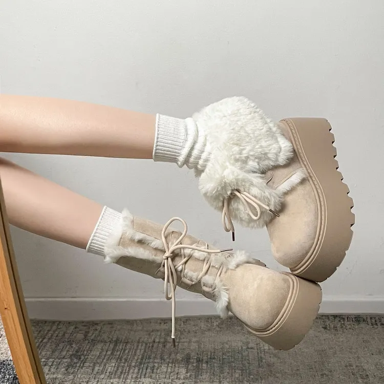 复古白色加绒加厚防滑厚底雪地靴女2025新款冬季外穿增高保暖棉鞋