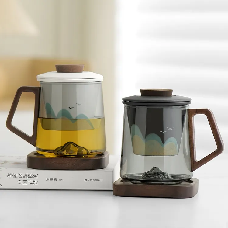 玻璃泡茶杯茶水分离办公杯个人专用过滤水杯礼盒男士定制LOGO