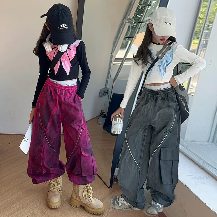 女童春款爵士舞服装时髦潮酷jazz女孩舞蹈练功演出服儿童街舞表演