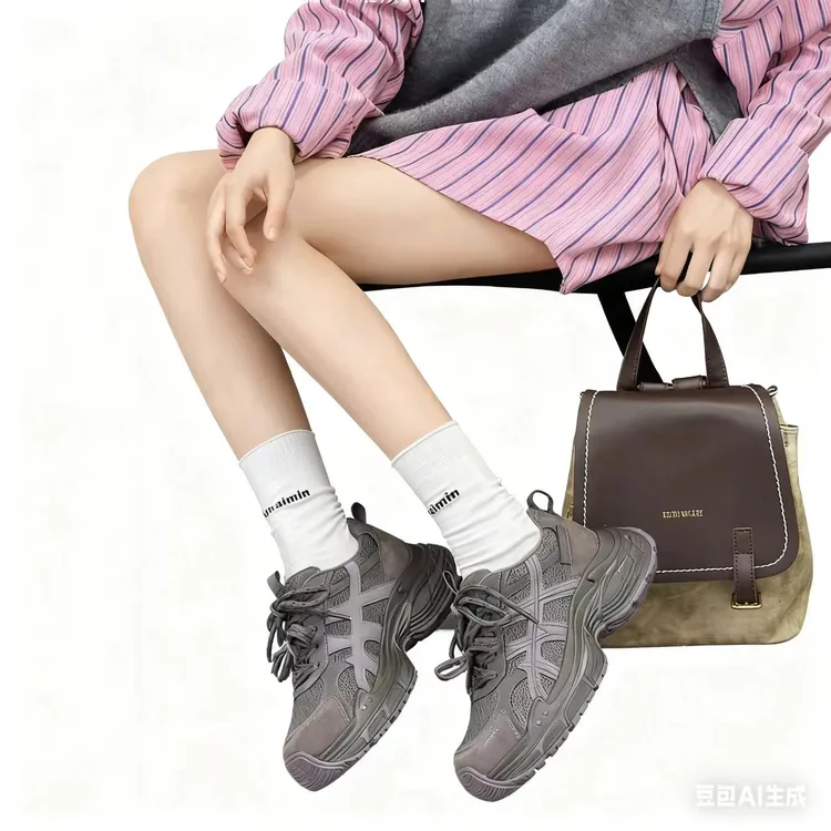 437547735老爹鞋2025韩版百搭真皮拼接网面显瘦暴走无压力运动