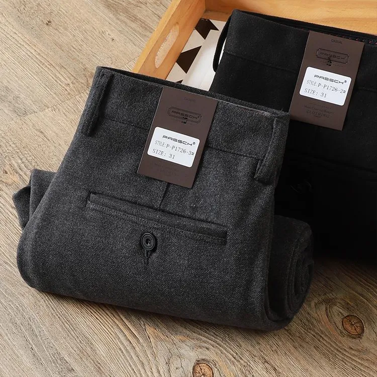 NDSL轻奢欧洲秋冬季羊毛呢裤保暖厚实免烫抗皱弹力商务直筒休闲裤