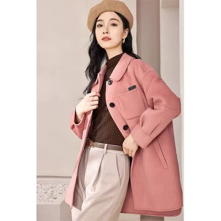 【JX1588羊毛大衣】A英姐时尚休闲大气25新款双面呢外套秋冬款