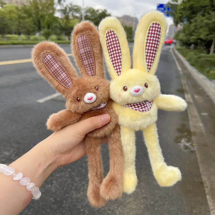 【耿梗】原创可露丽抽拉兔可爱格子耳朵卡通抽拉兔子挂件饰品