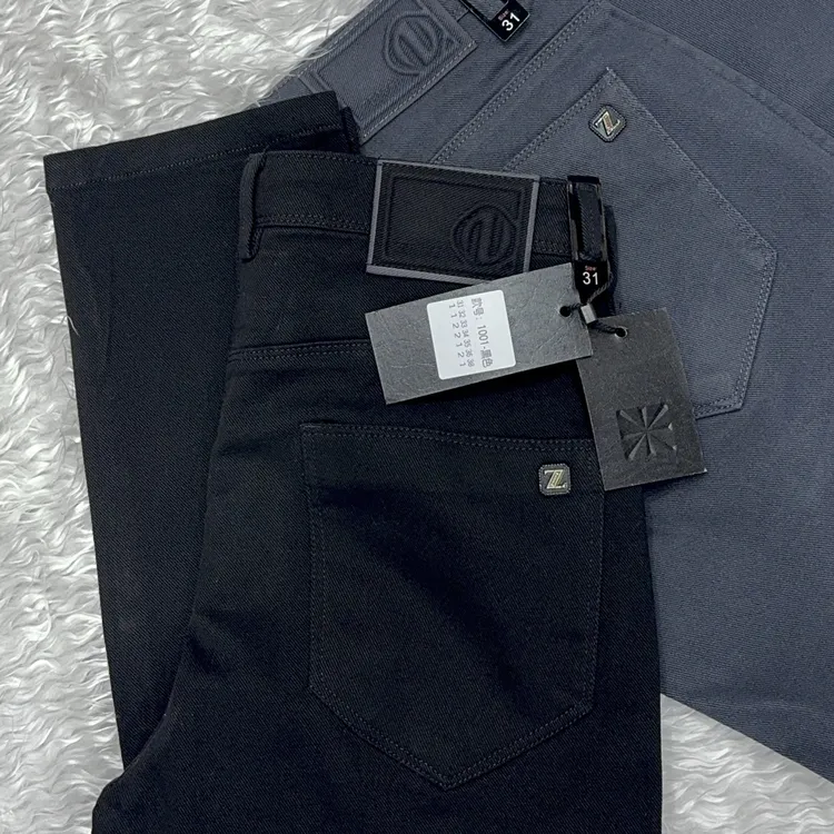 秋冬黑色男士牛仔裤直筒弹力休闲百搭厚款长裤