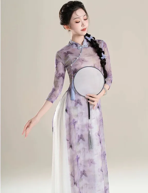 古典舞旗袍渐变身韵纱衣形体国风超仙练功中国舞青烟里剧目演出服