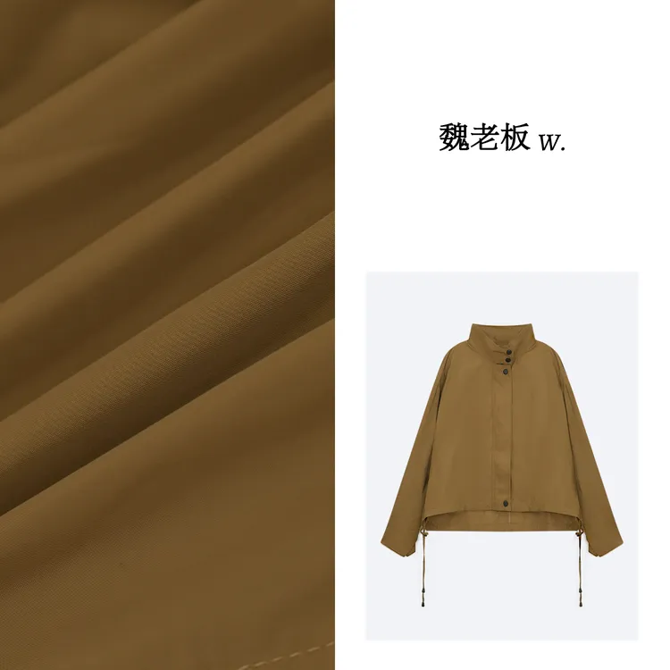 W.Diva【港岛旧事】春季时尚品质宽松立领下摆轻薄短外套1CDM01590