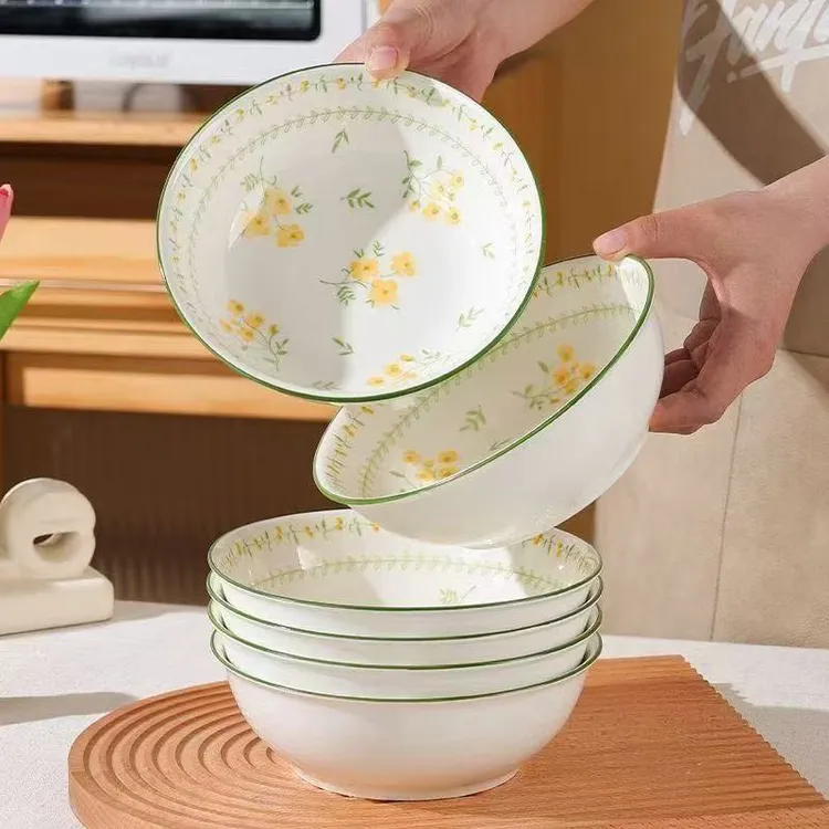 7英寸春意盎然面碗汤碗粉碗新款家用螺蛳拉面下彩餐具