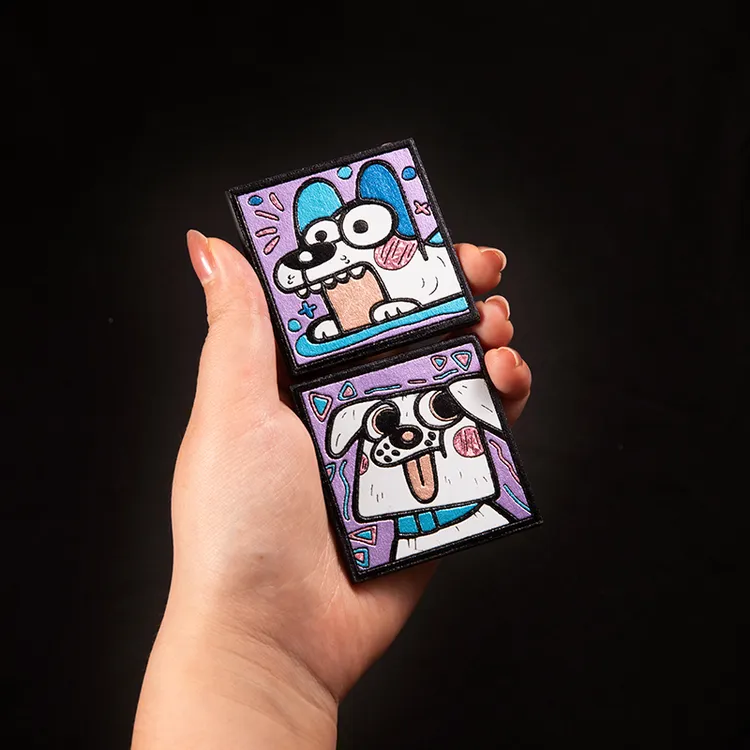 小狗斯拉贴画diy填色烫金贴画冰箱贴手工制作材料包套装抽象狗狗