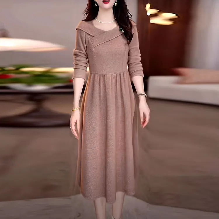 贵妃绒时尚气质优雅洋气礼服裙2025秋冬新款修身显瘦减龄连衣裙
