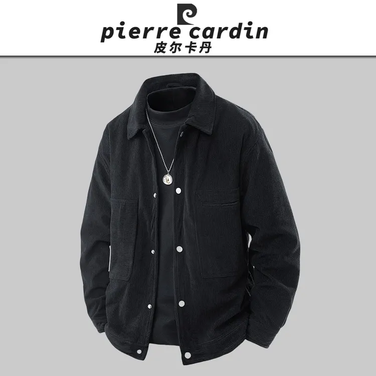 皮尔卡丹【官方】新款男士款外套时尚潮流休闲单排扣宽松灯芯绒夹克