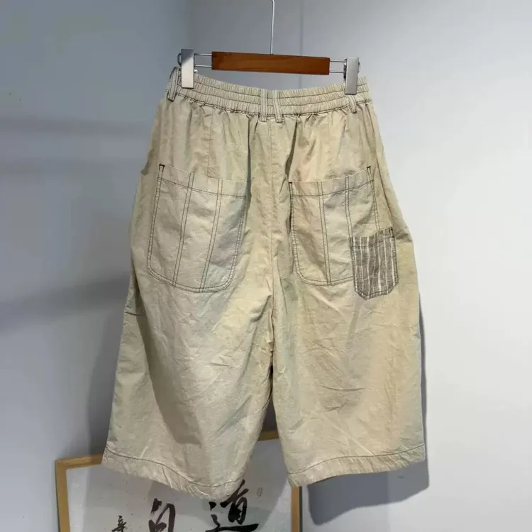 忆古朴拙250630色织补丁休闲八分裤