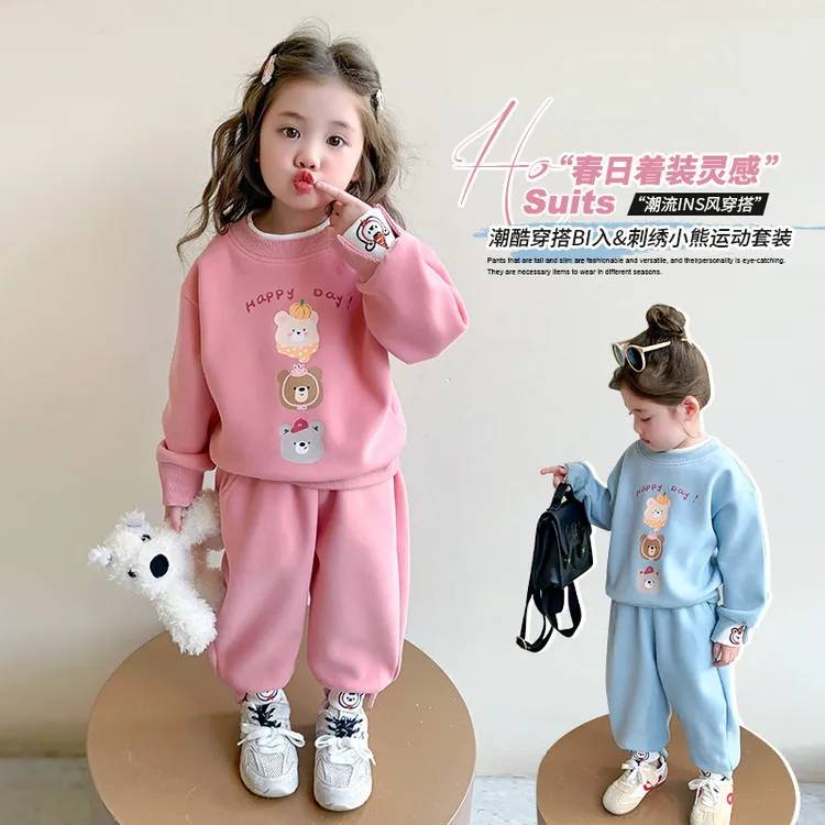 潮酷分体洋气宝宝儿童童装春装套装运动春秋卡通动漫女童中小童