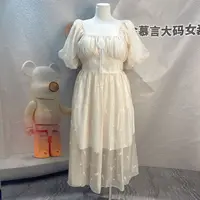 1627法式刺绣泡泡袖连衣裙